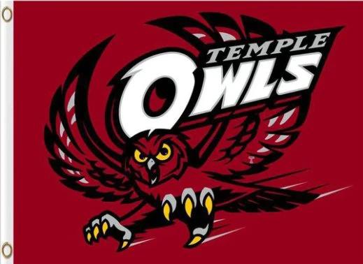Temple Owls Club Flag 3X5ft Banner USA Polyester with 2 Brass Grommets by flagsjustdoit