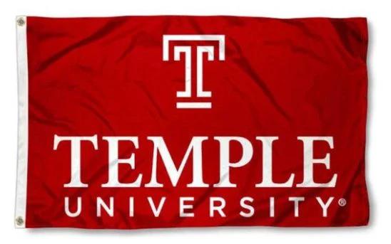 Temple Owls Red Flag 3X5ft Banner USA Polyester with 2 Brass Grommets by flagsjustdoit