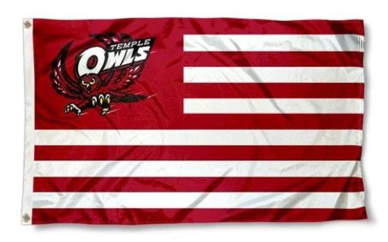 Temple Owls Red USA Flag 3X5ft Banner USA Polyester with 2 Brass Grommets by flagsjustdoit