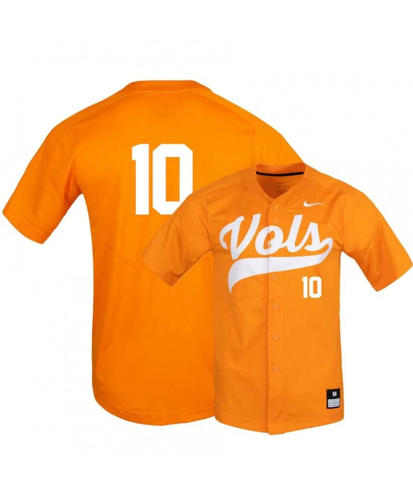Tennessee Volunteers 10 Pete Derkay Elite Orange Baseball Jersey by My Store
