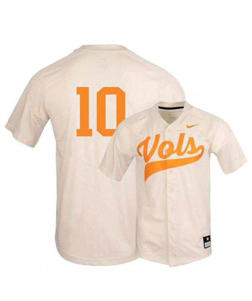 Tennessee Volunteers 10 Pete Derkay Elite White Baseball Jersey by My Store