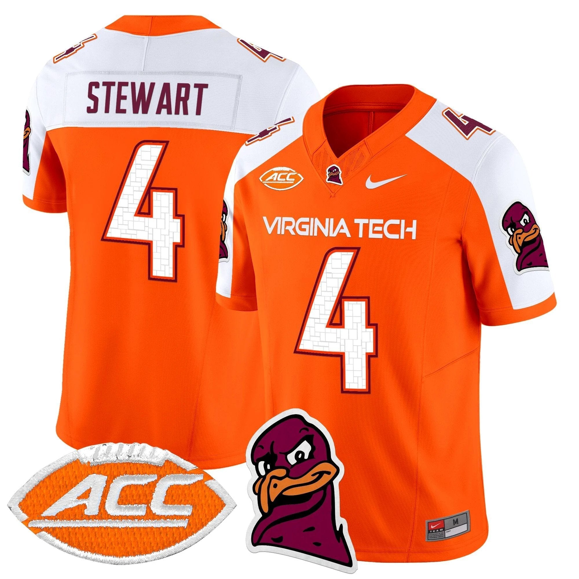 Terion Stewart Jersey #4 Virginia Tech Hokies 2025 Stitched Orange Alternate by NCAA Football Jersey