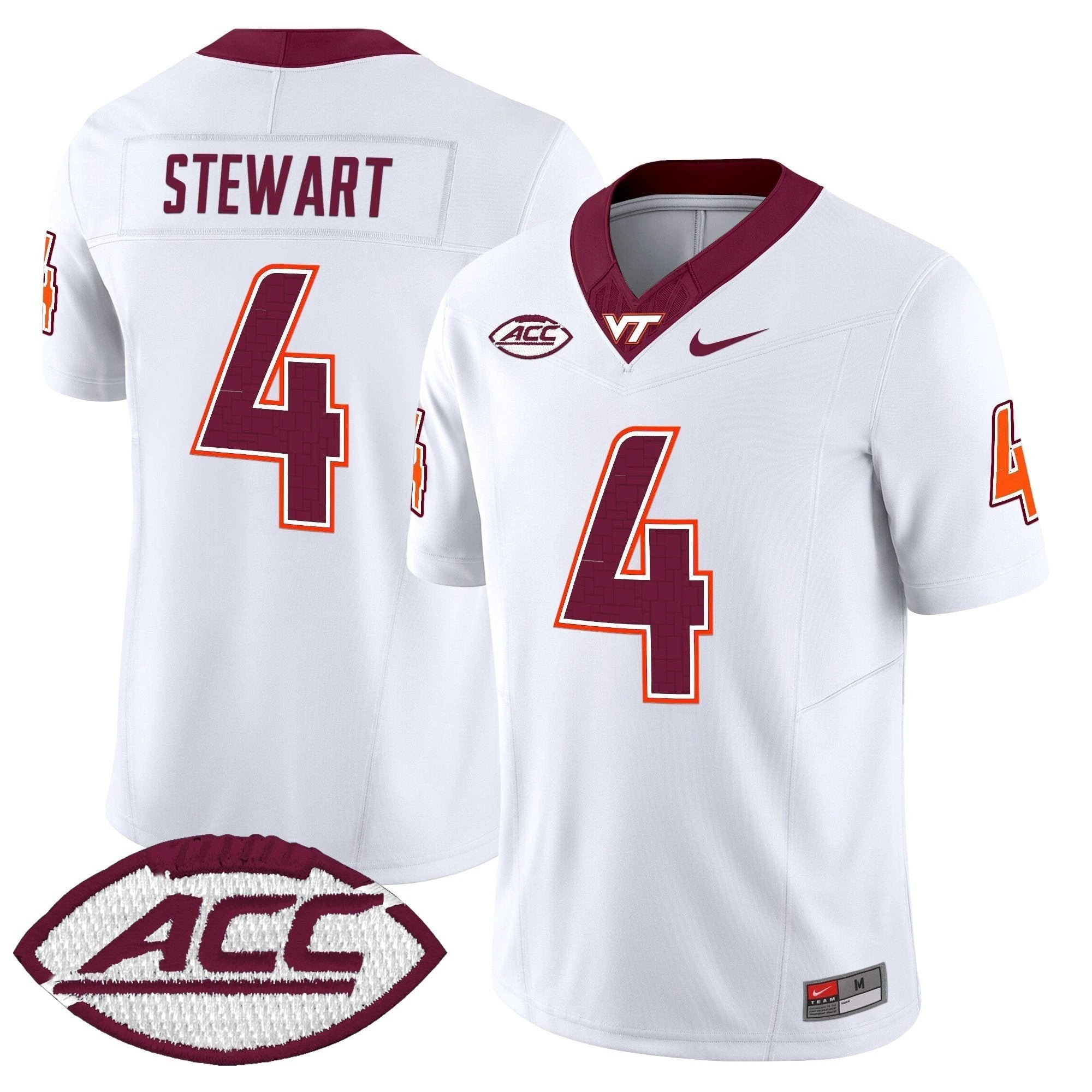 Terion Stewart Jersey #4 Virginia Tech Hokies 2025 Stitched White by NCAA Football Jersey