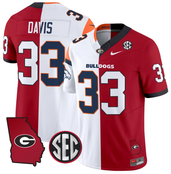 Terrell Davis Jersey #33 Georgia Bulldogs Split Vapor Football Stitched by NCAA Football Jersey