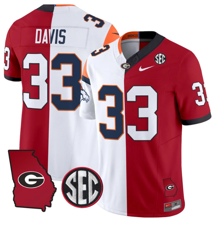 Terrell Davis Jersey #33 Georgia Bulldogs Split Vapor Limited Football Stiched by My Store