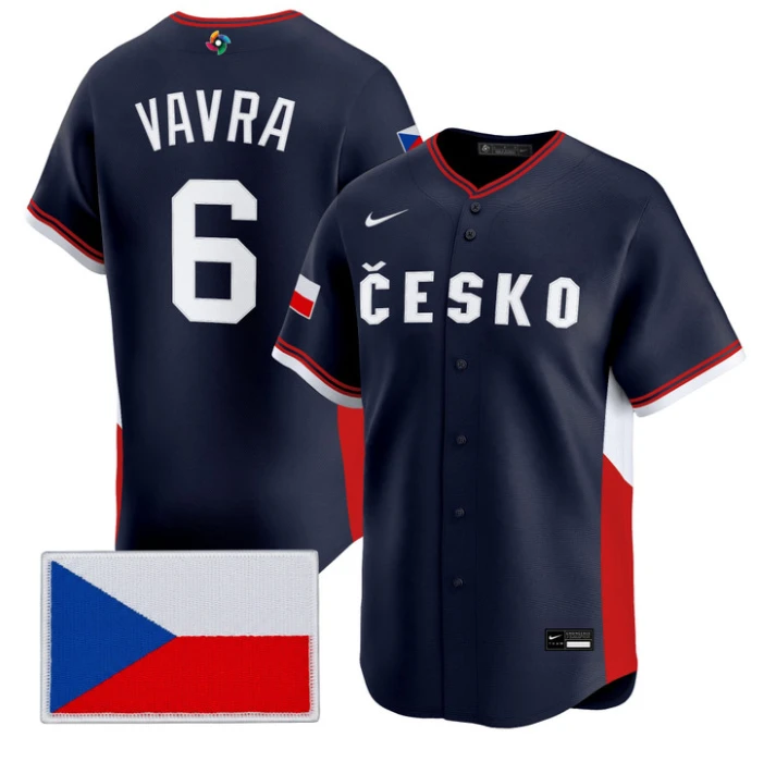 Terrin Vavra Jersey #6 Team Czechia 2026 World Baseball Classic Stitched by My Store