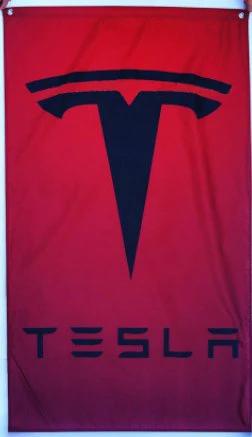 Tesla Flag Car Racing Red Vertical 3X5 Ft Polyester Banner USA 90x150cm by flagsjustdoit