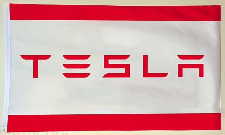 Tesla Flag Car Racing Red White 3X5 Ft Polyester Banner USA 90x150cm by flagsjustdoit