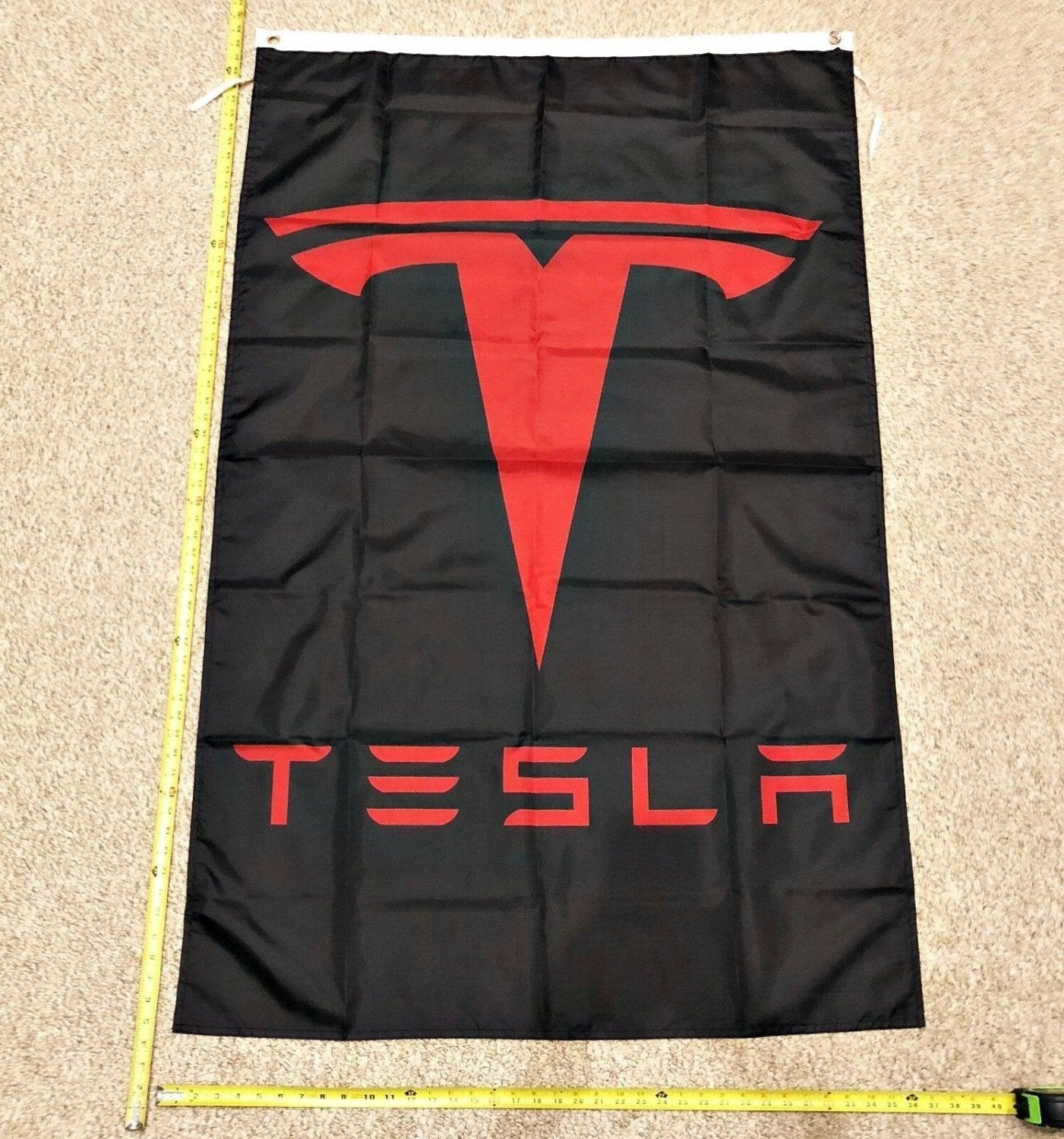 Tesla Flag Red & Black Cars Elon Musk Banner Poster Flags 3x5ft by flagsjustdoit