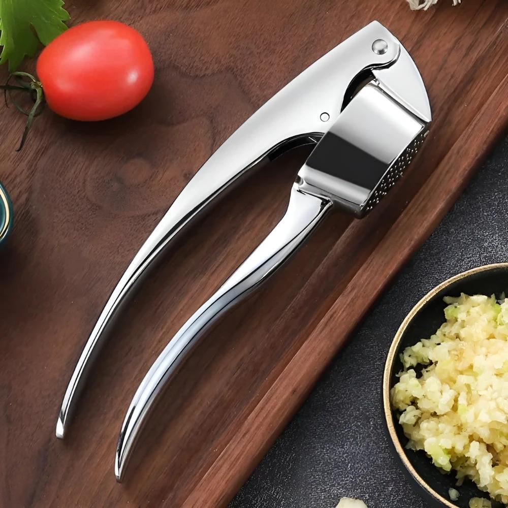Minimalist Stainless Garlic Squeezer with Non-Slip Handle by Casa & Beyond