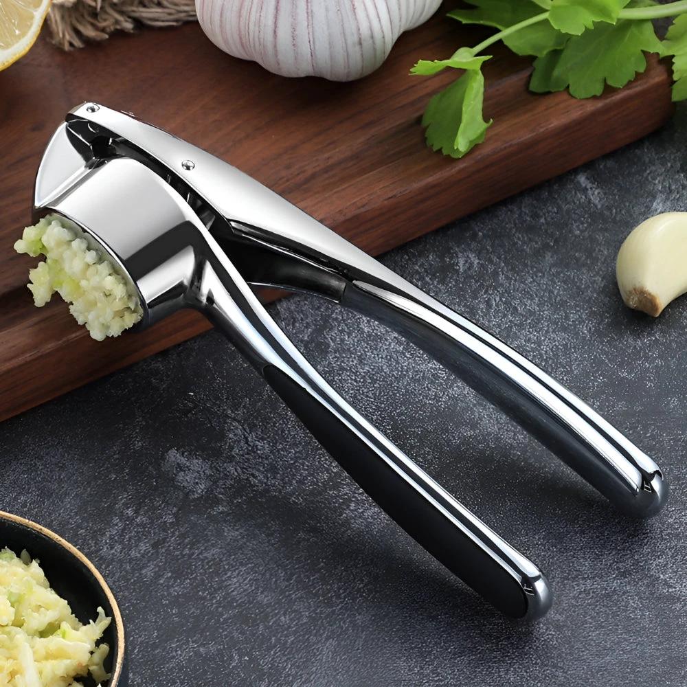 Minimalist Stainless Garlic Squeezer with Non-Slip Handle by Casa & Beyond