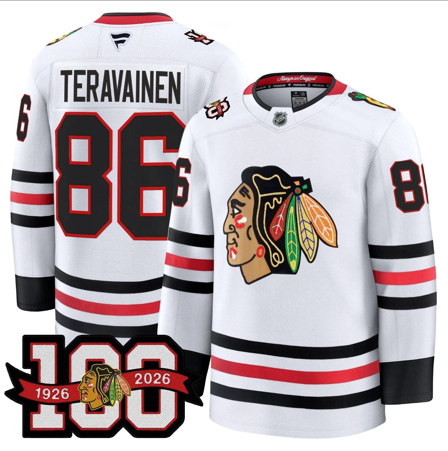 Teuvo Teravainen Jersey #86 Chicago Blackhawks 2025-26 Premium 100th Stitched by Hockey David