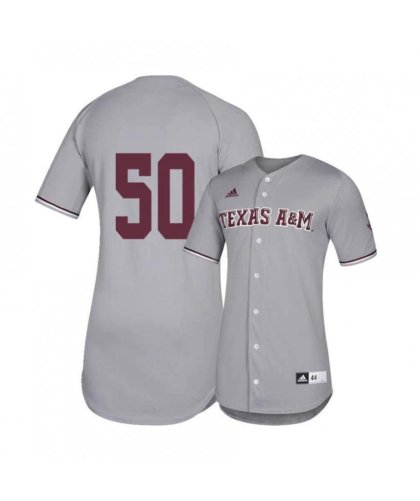 Texas A and M Aggies 50 Will Frizzell Gray College Baseball Jersey by My Store