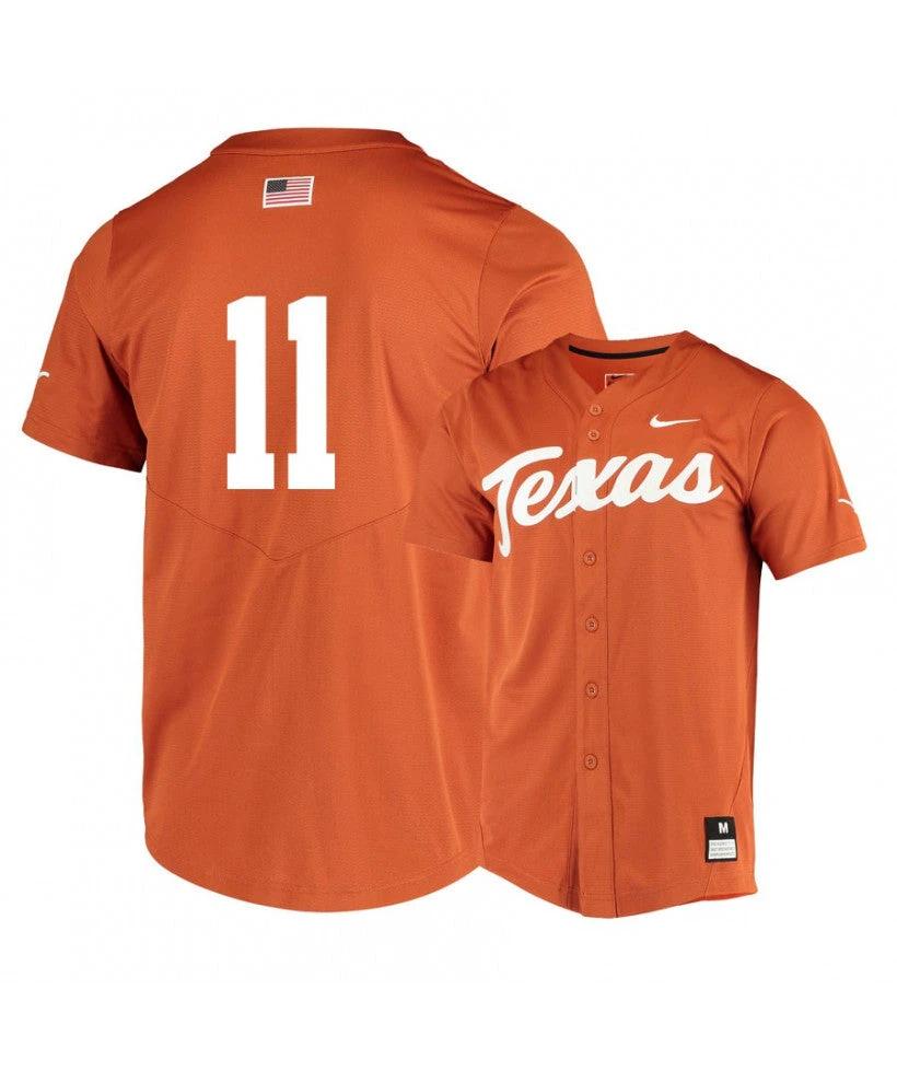 Texas Longhorns 11 Duke Ellis Elite Orange College Baseball Jersey by My Store
