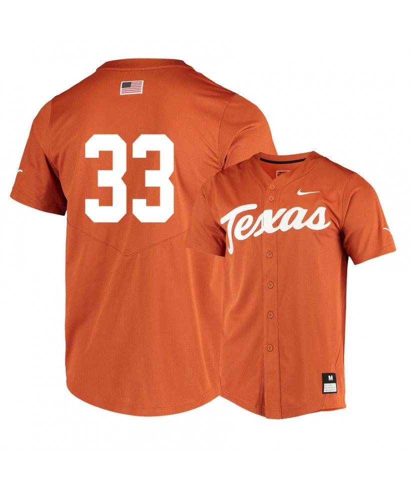 Texas Longhorns 33 Pete Hansen Elite Orange College Baseball Jersey by My Store