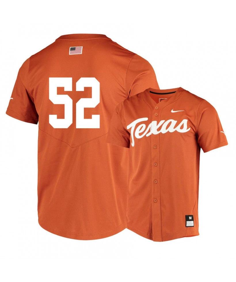Texas Longhorns 52 Zach Zubia Elite Orange College Baseball Jersey by My Store