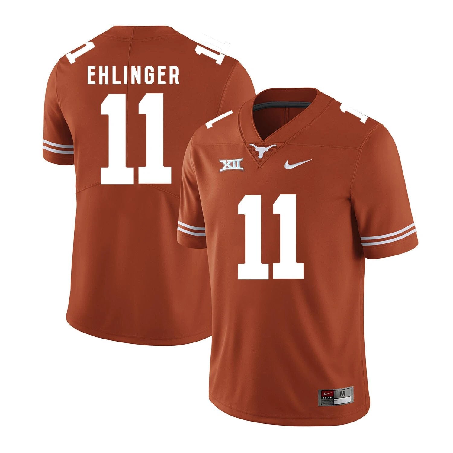 Texas Longhorns #11 Sam Ehlinger College Football Jersey Orange XII Patch by My Store