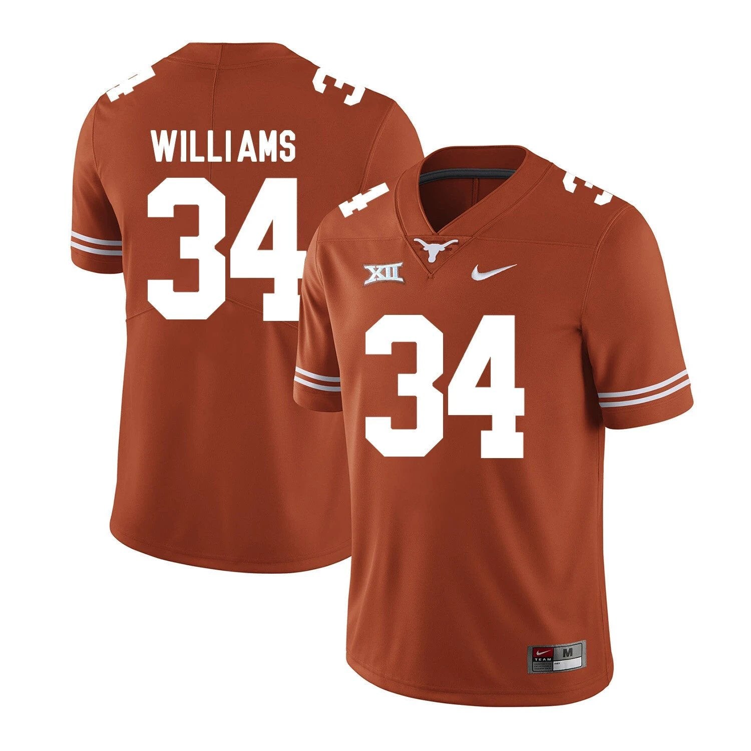 Texas Longhorns #34 Ricky Williams College Football Jersey Dark Orange XII Patch by My Store