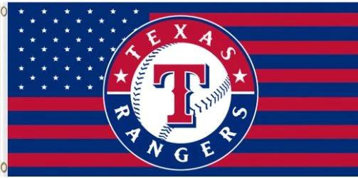 Texas Rangers American Flag 3X5Ft Banner USA Polyester with Brass Grommets by flagsjustdoit