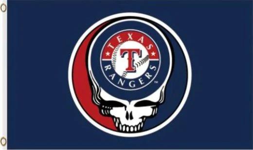 Texas Rangers Dead Skull Flag 3X5Ft Banner USA Polyester with Brass Grommets by flagsjustdoit