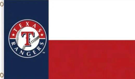 Texas Rangers Logo US Flag 3X5Ft Banner USA Polyester with Brass Grommets by flagsjustdoit