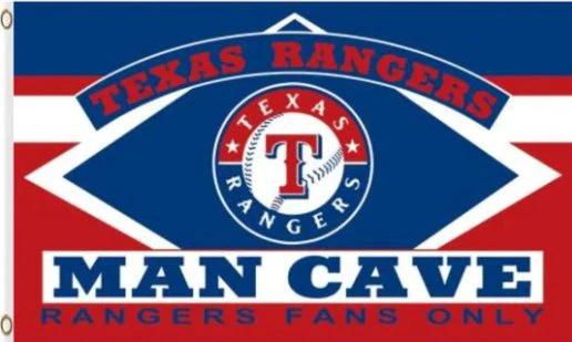 Texas Rangers Man Cave Flag 3X5Ft Banner USA Polyester with Brass Grommets by flagsjustdoit
