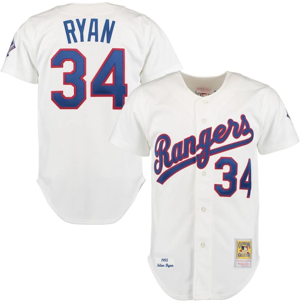 Texas Rangers Nolan Ryan White 1993 Throwback Jersey by My Store