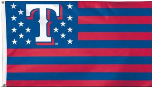 Texas Rangers Stars & Stripes Flag 3X5Ft Banner USA Polyester with Brass Grommets by flagsjustdoit