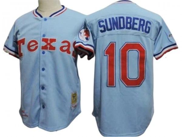 Texas Rangers #10 Jim Sundberg Light Blue 1982 Throwback Jersey by My Store