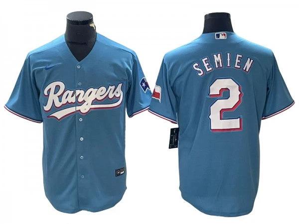 Texas Rangers #2 Marcus Semien Light Blue Cool Base Jersey by My Store