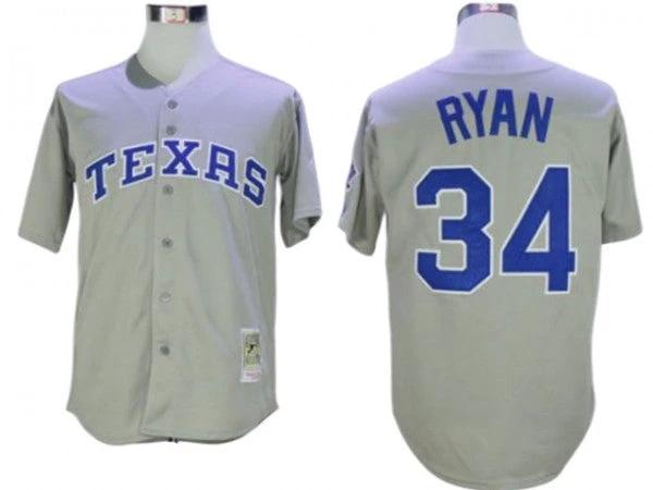Texas Rangers #34 Nolan Ryan Gray Throwback Jersey by My Store