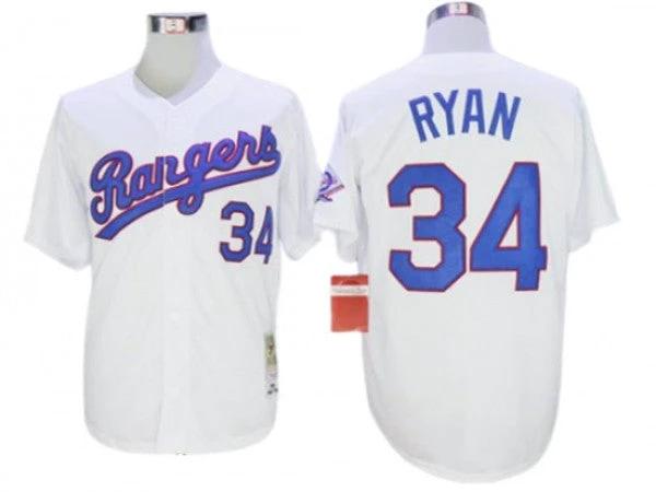 Texas Rangers #34 Nolan Ryan White 1993 Throwback Jersey by My Store