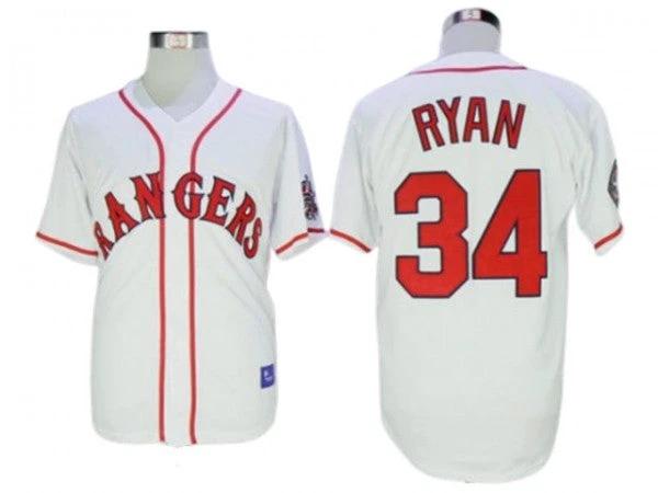 Texas Rangers #34 Nolan Ryan White 1995 Throwback Jersey by My Store