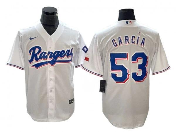 Texas Rangers #53 Adolis Garcia White Cool Base Jersey by My Store