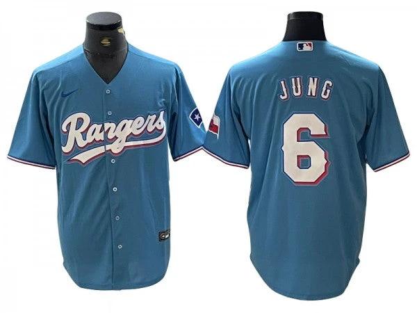 Texas Rangers #6 Josh Jung Light Blue Cool Base Jersey by My Store