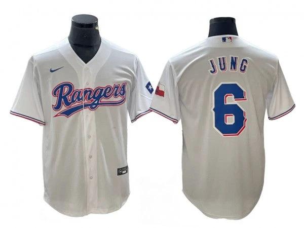 Texas Rangers #6 Josh Jung White Cool Base Jersey by My Store