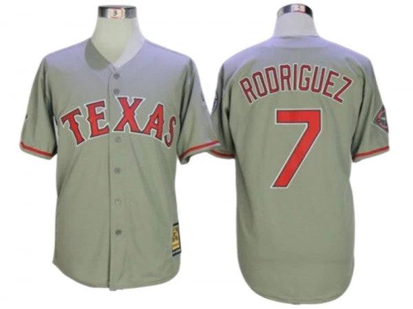 Texas Rangers #7 Ivan Rodriguez Gray Cooperstown Collection Throwback Jersey by My Store