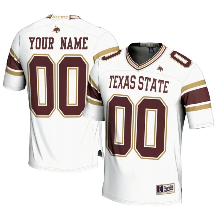 Texas State Bobcats Football White Custom Jersey All Stitched by NCAA Football Jersey