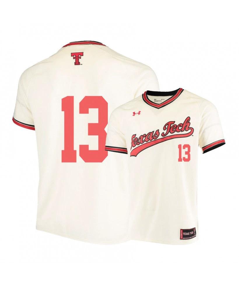 Texas Tech Red Raiders 13 Cal Conley Cream College Baseball Jersey by My Store