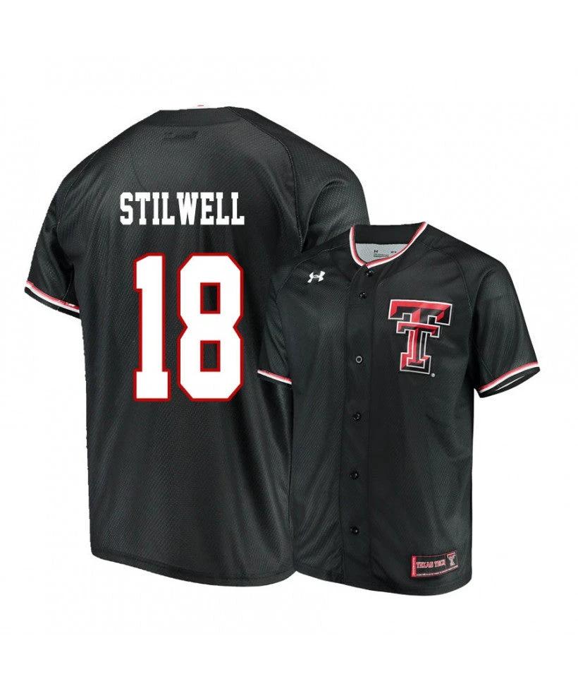 Texas Tech Red Raiders 18 Cole Stilwell Black College Baseball Jersey by My Store