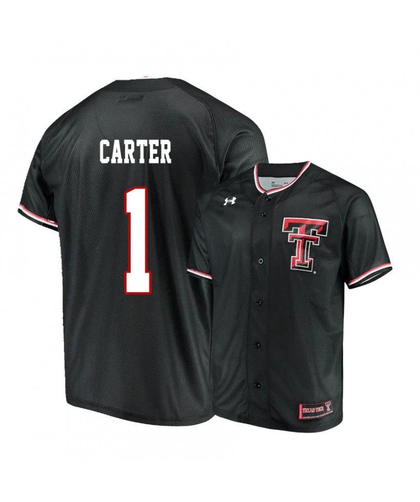 Texas Tech Red Raiders 1 Dillon Carter Black College Baseball Jersey by My Store