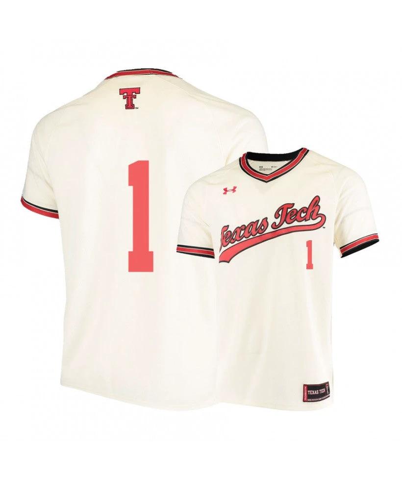 Texas Tech Red Raiders 1 Dillon Carter Cream College Baseball Jersey by My Store