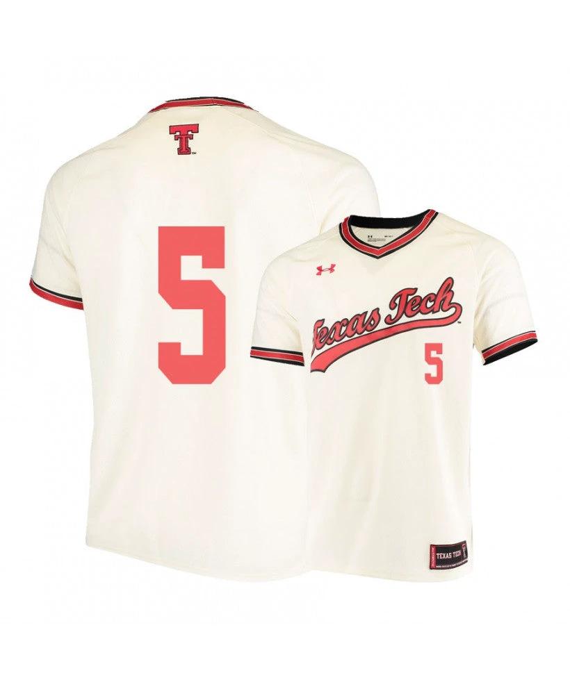 Texas Tech Red Raiders 5 Brian Klein Cream College Baseball Jersey by My Store