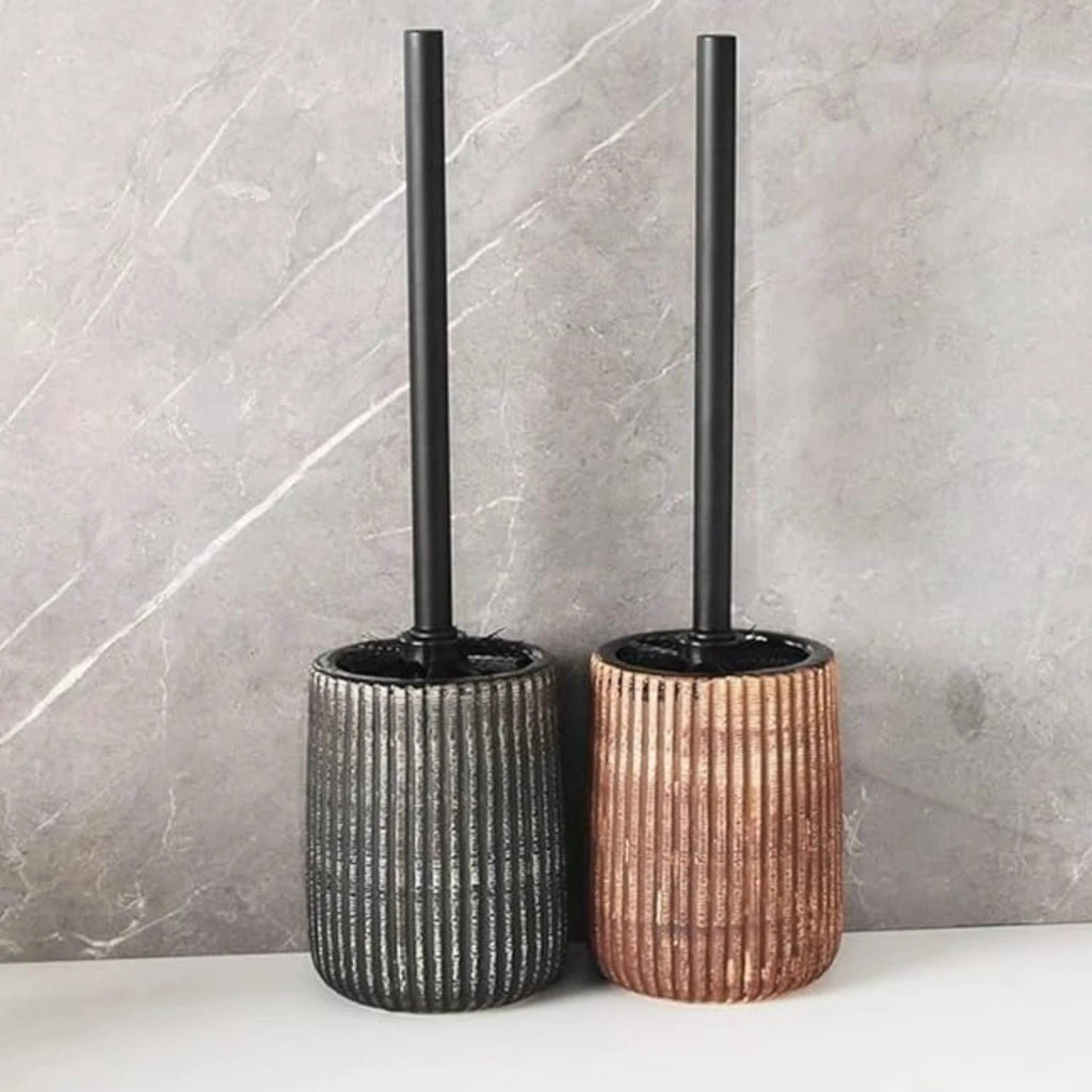 Textured Ceramic Toilet Brush Holder Set by Casa & Beyond