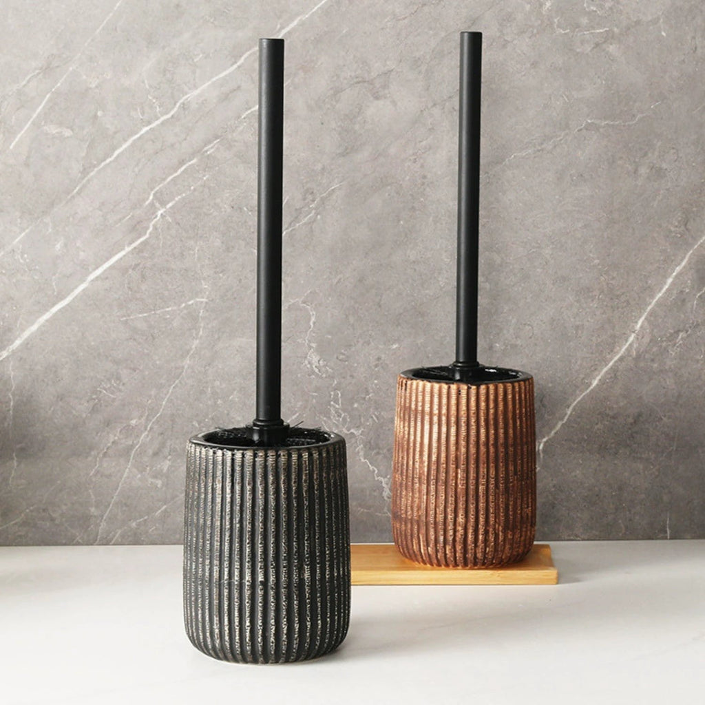 Textured Ceramic Toilet Brush Holder Set by Casa & Beyond