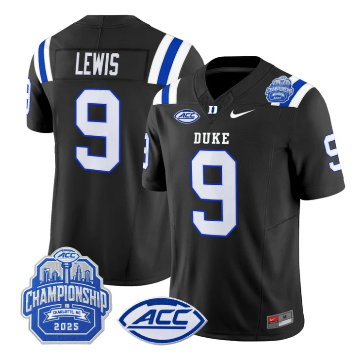 Thad Lewis Jersey #9 Duke Blue Devils 2025 ACC Championship Stitched Black Alter by My Store NCAA Football Jerseys