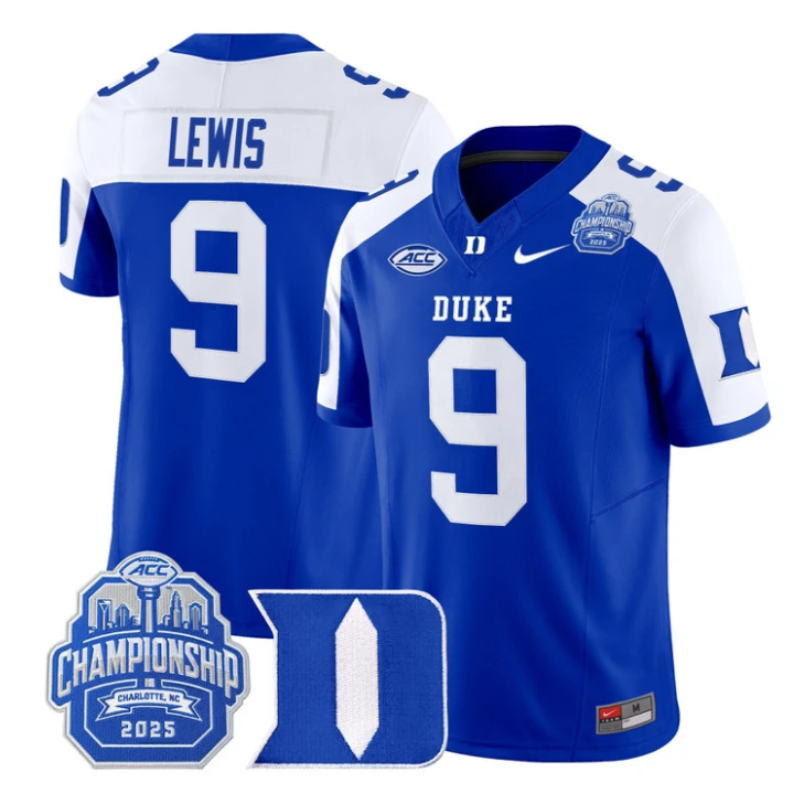 Thad Lewis Jersey #9 Duke Blue Devils 2025 ACC Championship Stitched Black Alter by My Store NCAA Football Jerseys