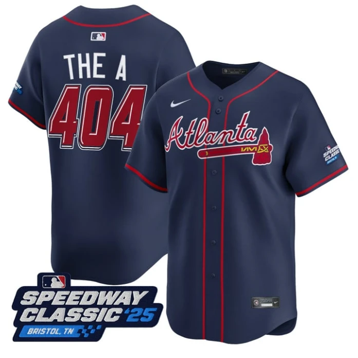 The A Jersey #404 Atlanta Braves Speedway Classic Stitched Navy by My Store
