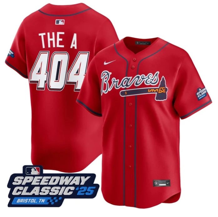 The A Jersey #404 Atlanta Braves Speedway Classic Stitched Red by My Store
