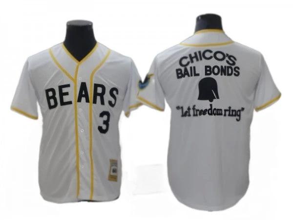 The Bad News Bears #3 Kelly Leak White Chico's Bail Bonds Movie Baseball Jersey by My Store